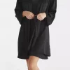 Damella Silke morgenkåpe - Black