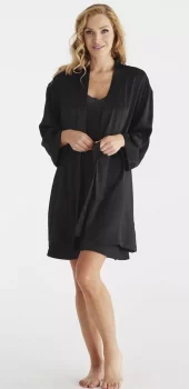 Damella Silke morgenkåpe - Black