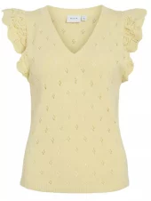 Vimarlea V-Neck S/L Flounce Knit Top