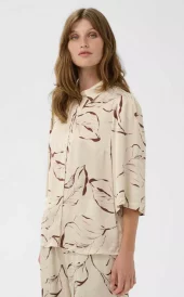 SLClero Printed Shirt - Oatmeal Leave Print