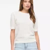 Vidalo O-Neck S/S Knit Top - White Alyssum