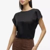 Viellette S/S Satin Top - Black