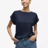 Viellette S/S Satin Top - Navy Blazer