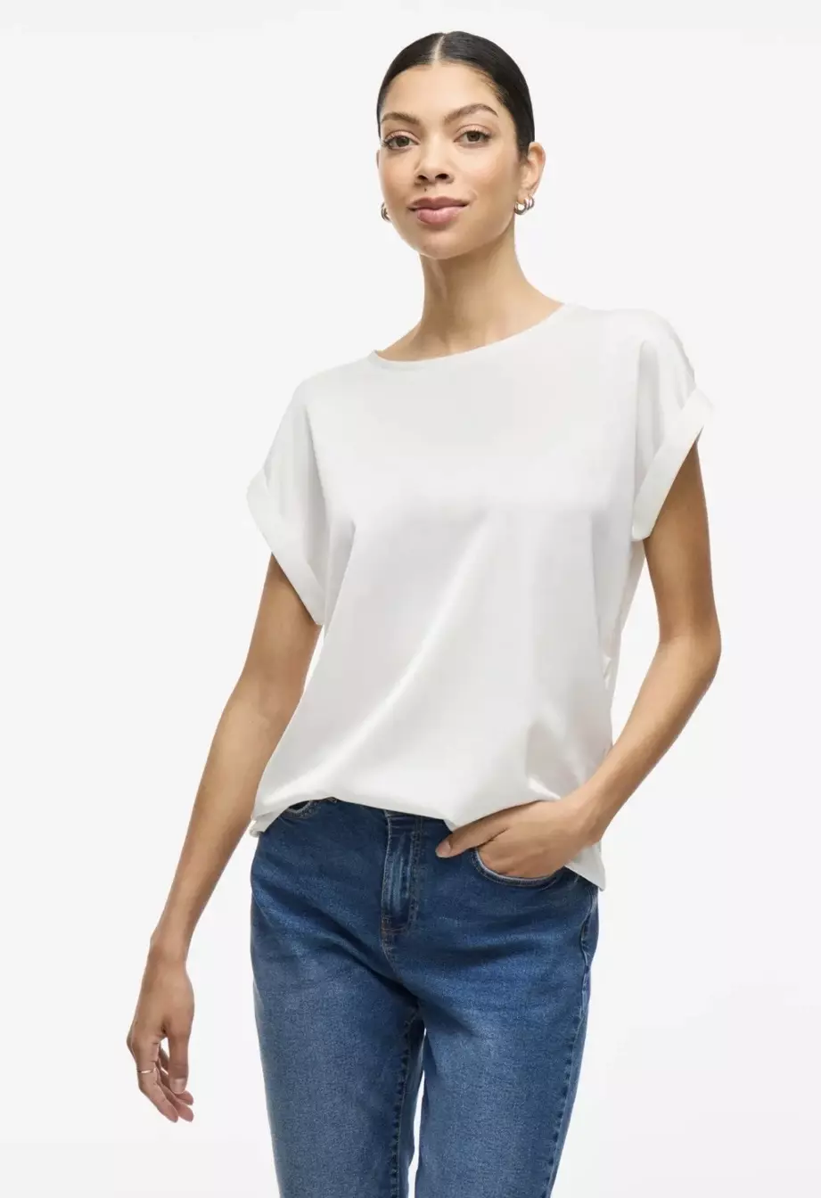 Viellette S/S Satin Top - Snow White