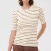 DagnaIW Striped T-Shirt - Vanilla/Coffee