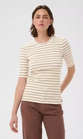 DagnaIW Striped T-Shirt - Vanilla/Coffee
