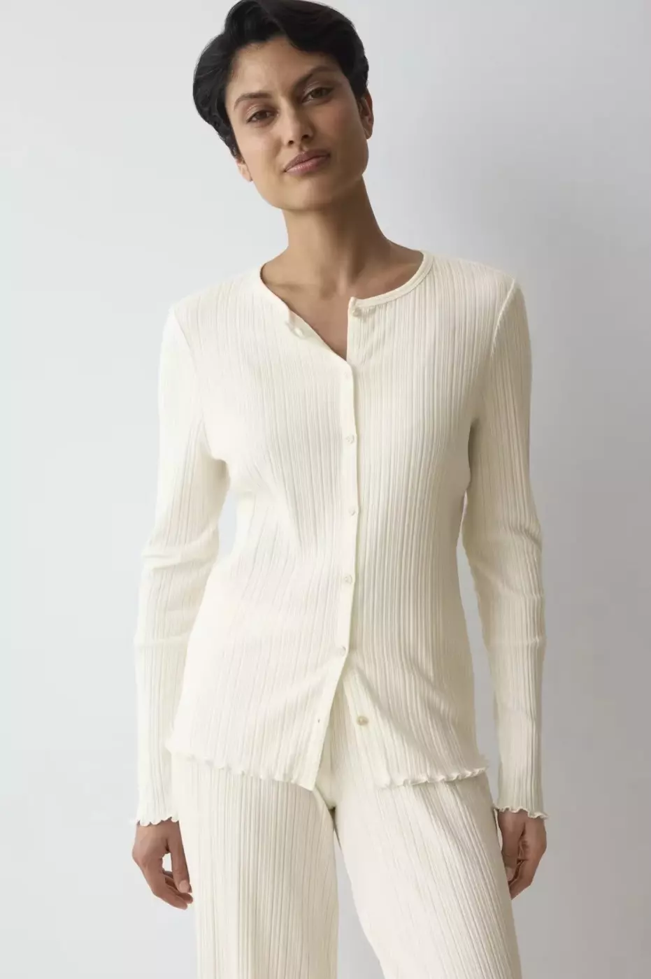 Versatile Rib Cardigan LSL - Silky White