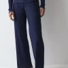 Versatile Rib Straight Trousers - Blue