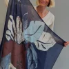 FelisiaPW Scarf - Dark Navy Leaf Print