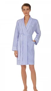 Ralph Luren LRL Kimono Wrap Robe - Blue Stripe