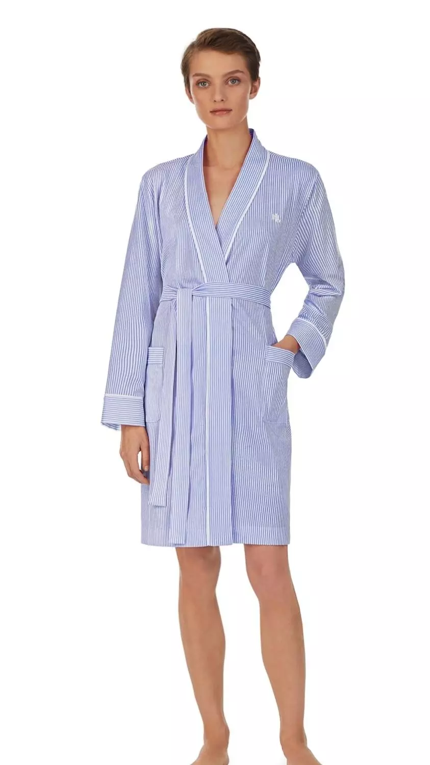 Ralph Luren LRL Kimono Wrap Robe - Blue Stripe