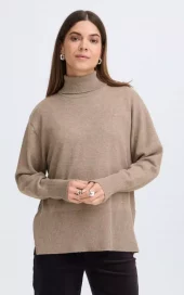 PZSTEFFI Roll Neck - Fossil Melange