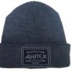 Ahrex Ribbed Knit Woven Patch beanie Dark Grey