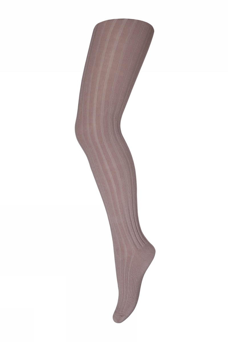 Cotton rib tights - Misty Rose