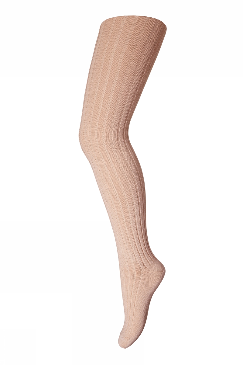 Cotton rib tights - light rose