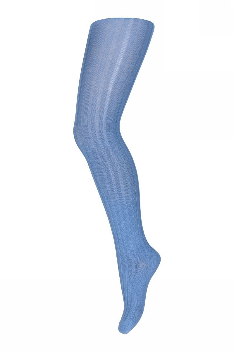 Cotton rib tights - blue