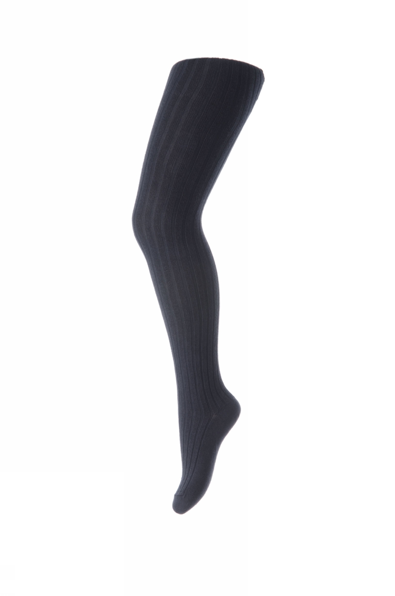 Cotton rib tights - Mørk blå