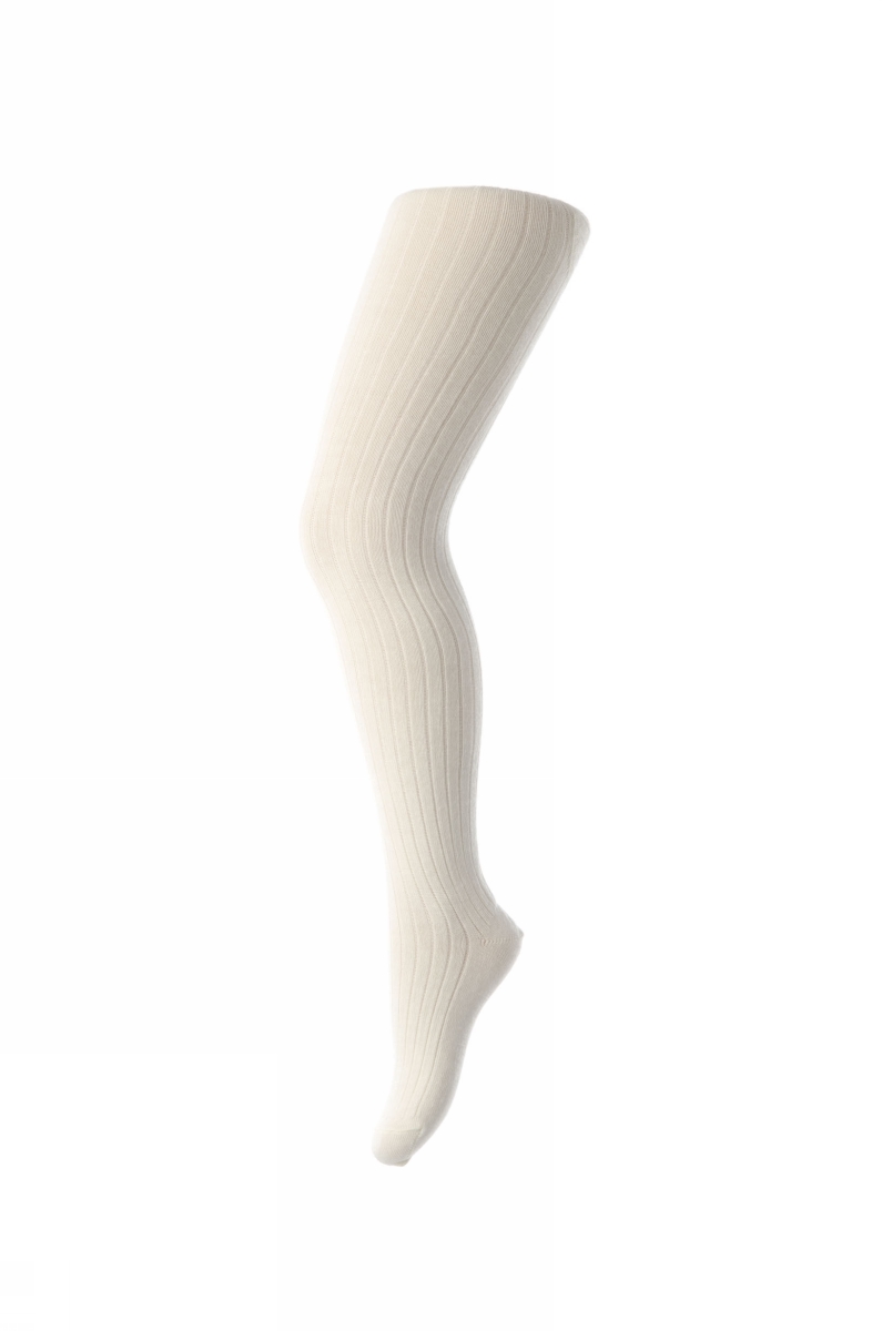 Cotton rib tights - Offwhite