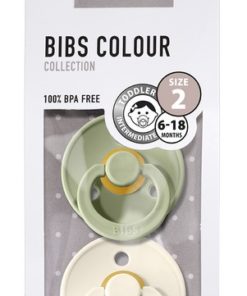 BIBS Colour 2pk, 6mnd+, Latex - Ivory/sage