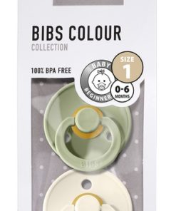BIBS Colour 2pk, 0-6mnd, Latex - Ivory/Sage