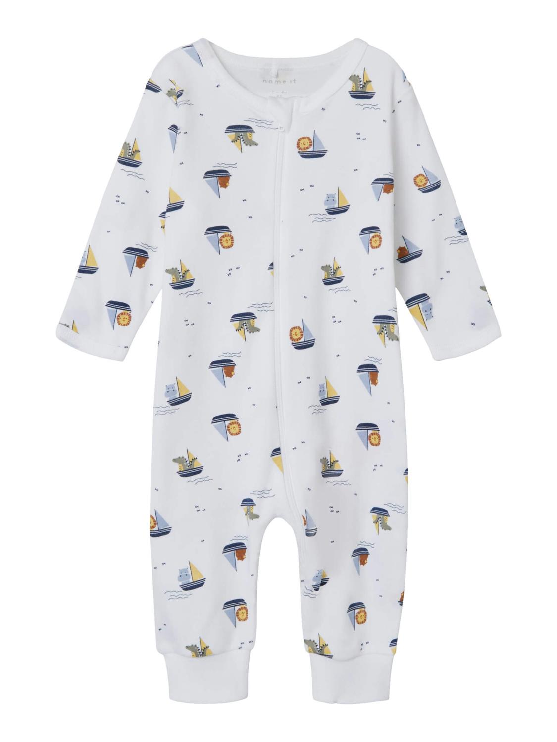 Nightsuit Zip Boats - Bright White