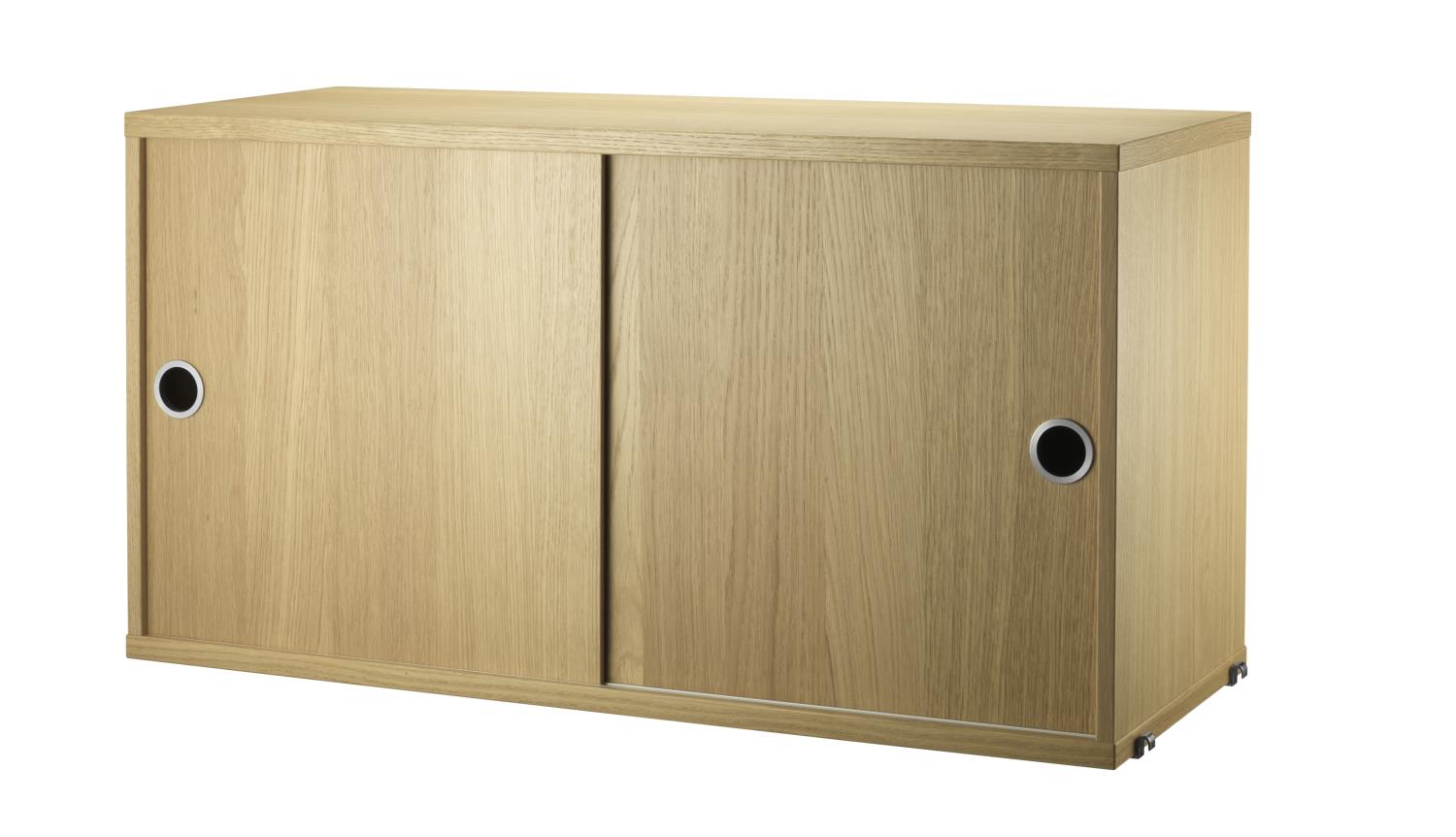 String - Cabinet with Sliding Doors w78 x d30 x h42 cm - Oak