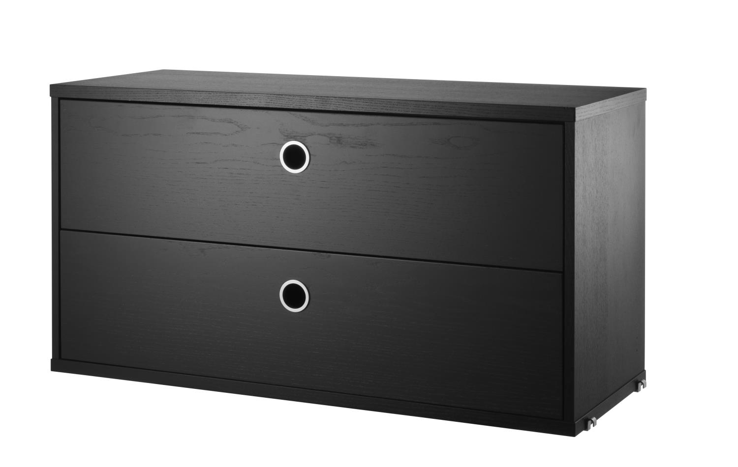 String - Chest with Drawers w78 x d30 x h42 cm - Black Stained Ash
