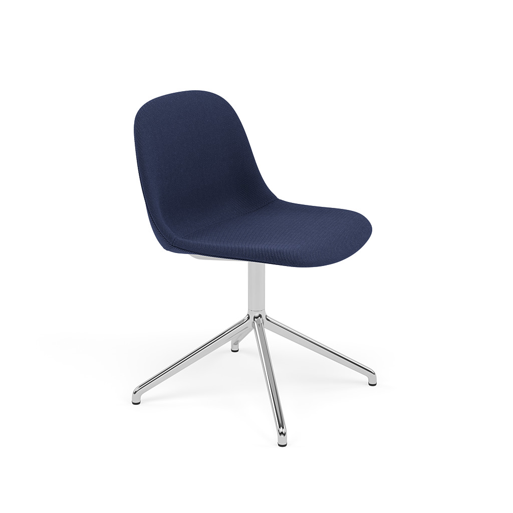 Muuto - Fiber Side Chair Swivel Return Base - Twill Weave 780 and Polished Aluminium