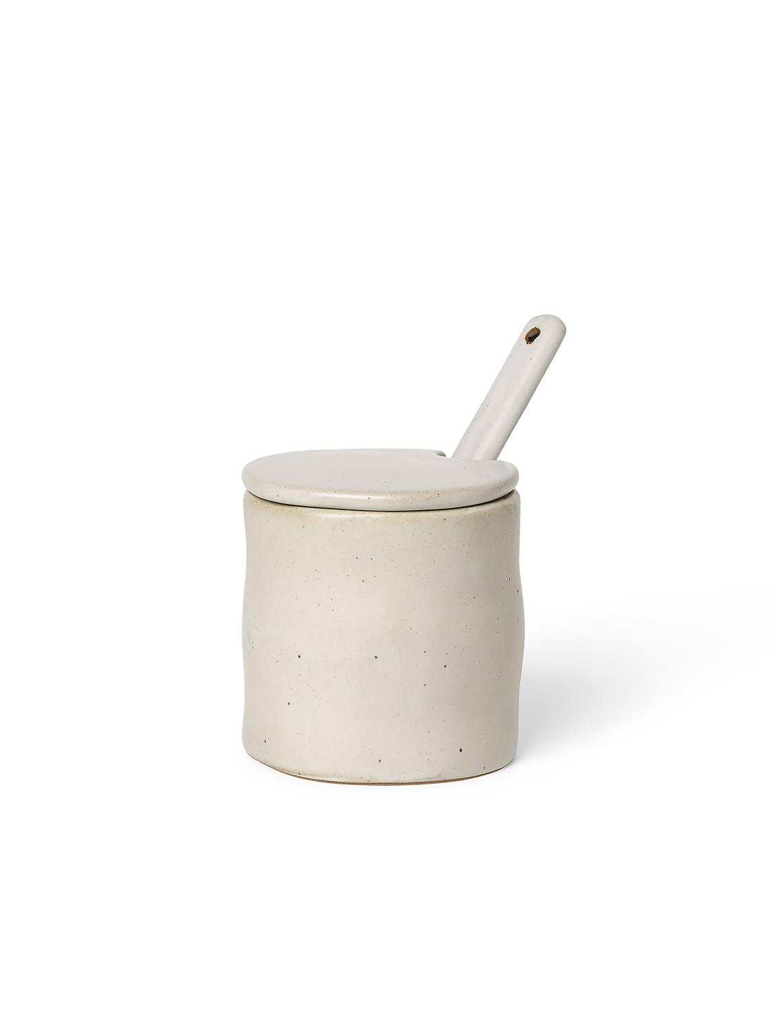 Ferm Living - Flow Jar with Spoon - Off White Speckle