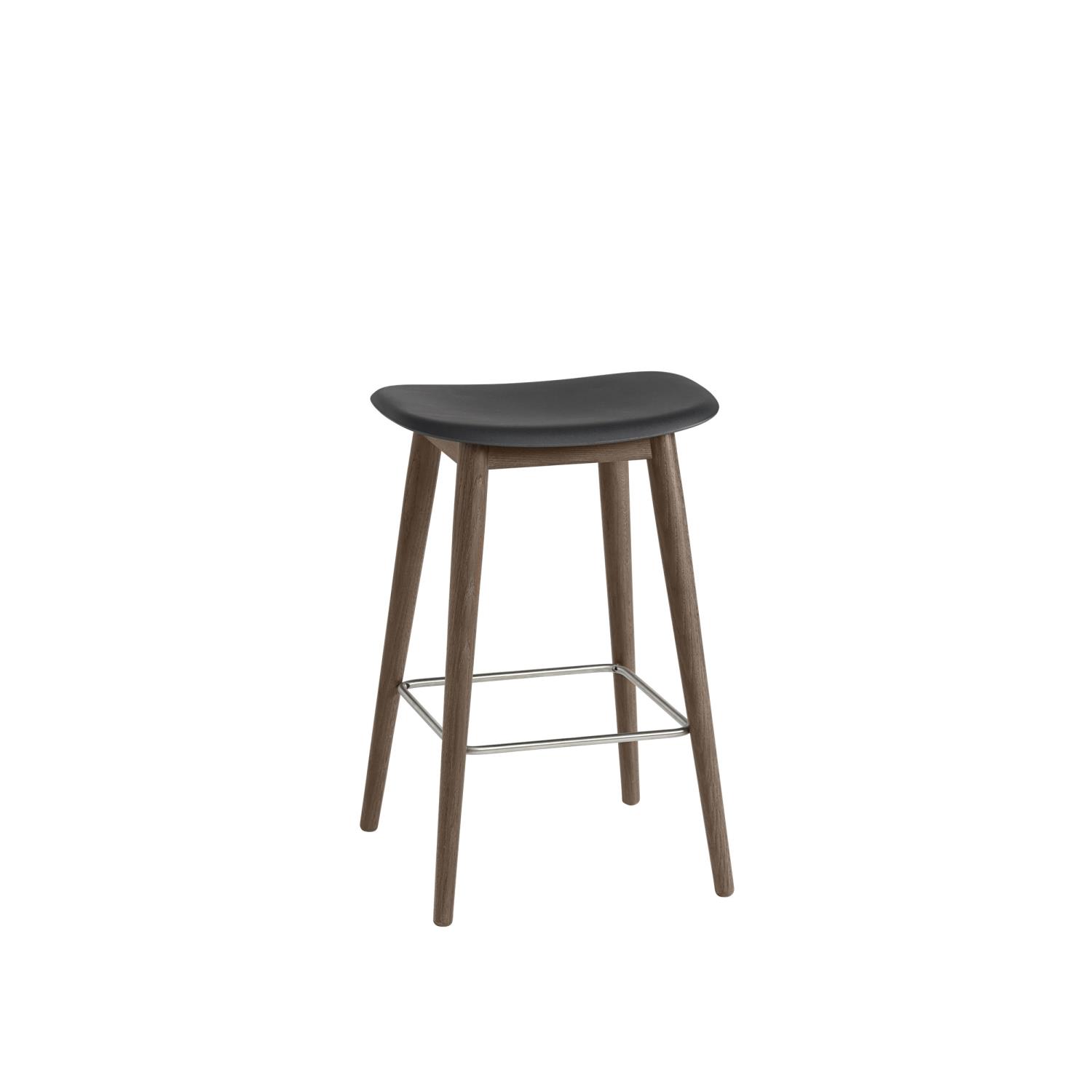 Muuto - Fiber Counter Stool Wood Base - Black and Stained Dark Brown