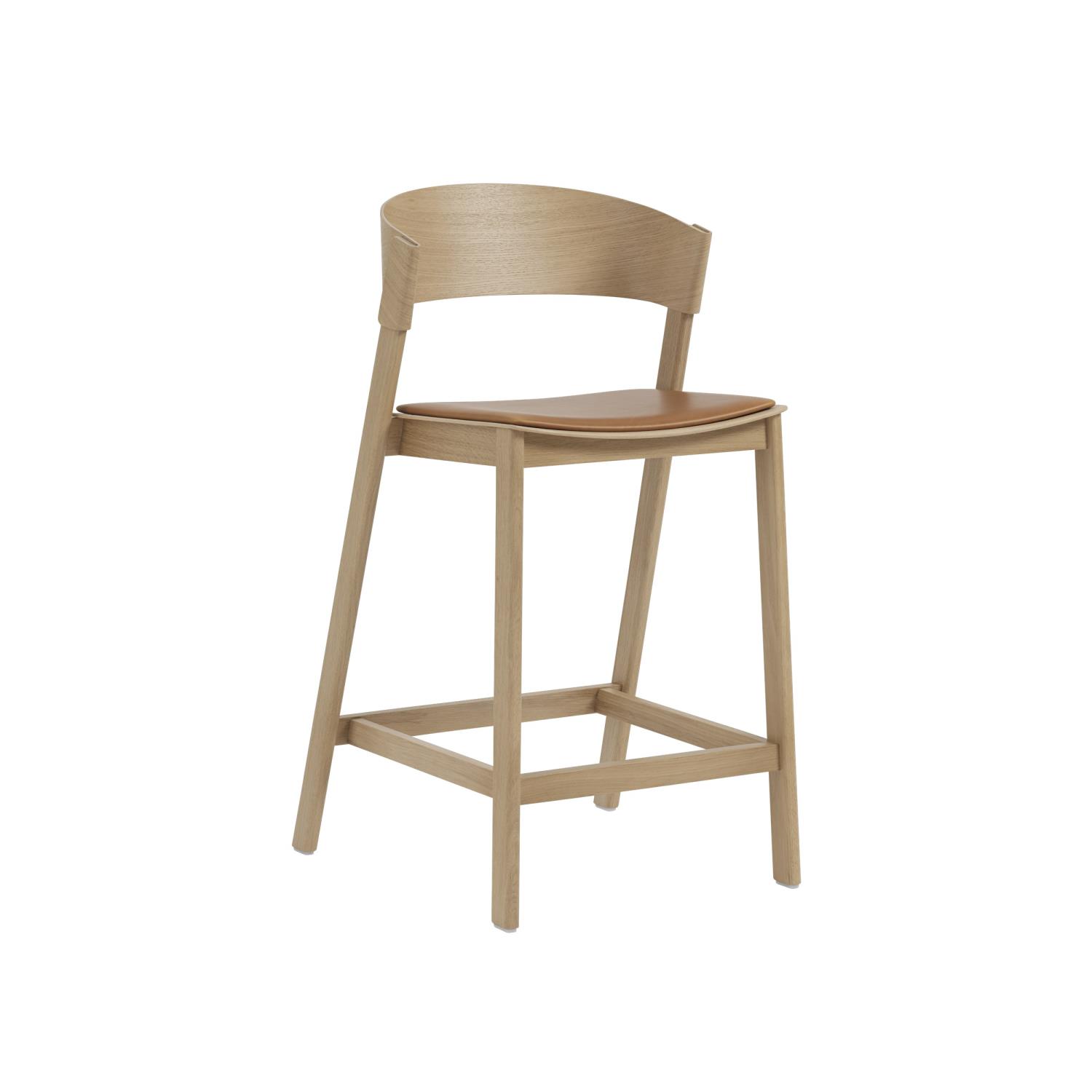 Muuto - Cover Counter Stool - Oak and Refine Leather Cognac