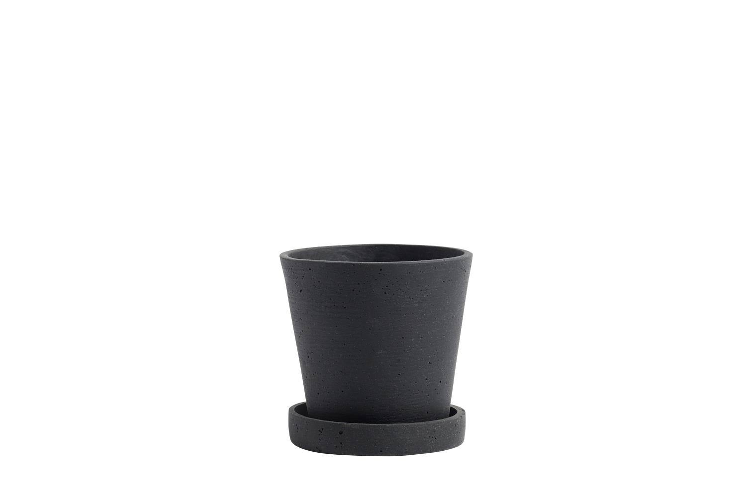 HAY - Flowerpot with Saucer - Black - Small