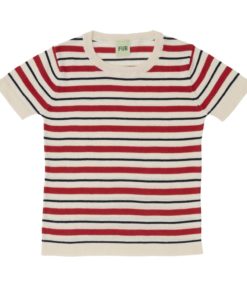 FUB - Striped T-Shirt - Ecru and Bright Red