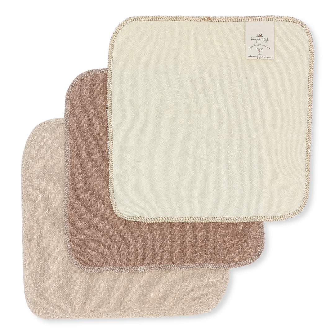 Konges Sløjd - 3pk Terry Wash Clothes - Earthy Shade