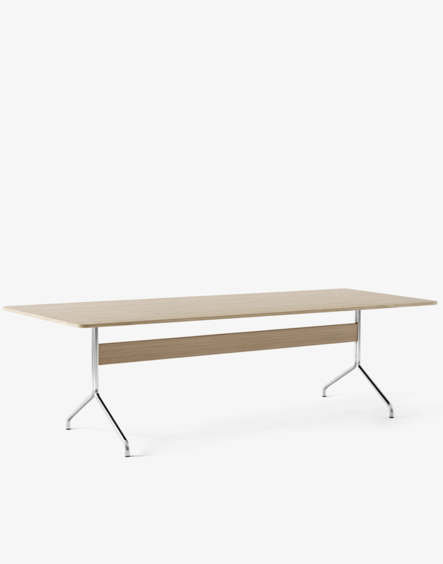 &Tradition - Pavilion Dining Table AV24 - Clear Laquered Oak and Chrome Frame - 250x110 cm