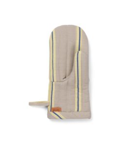 Ferm Living - Hale Yarn-Dyed Oven Mitt - Oyster, Lemon and Bright Blue