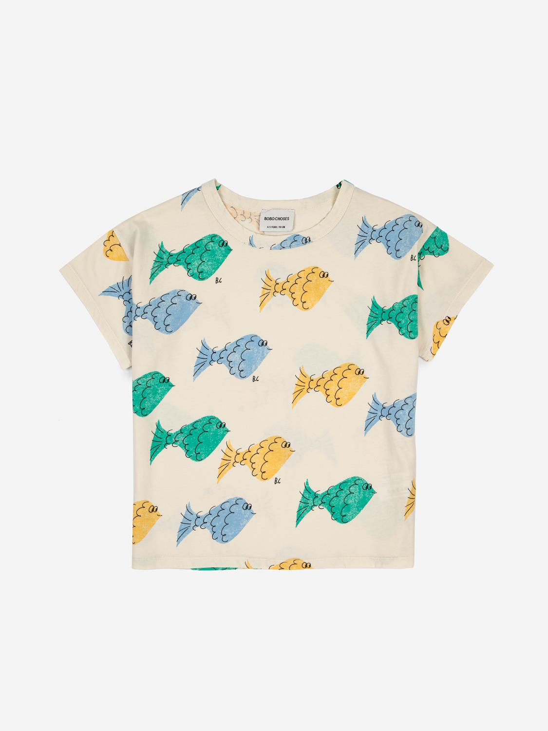 Bobo Choses - Multicolor Fish All Over T-skjorte - Whte
