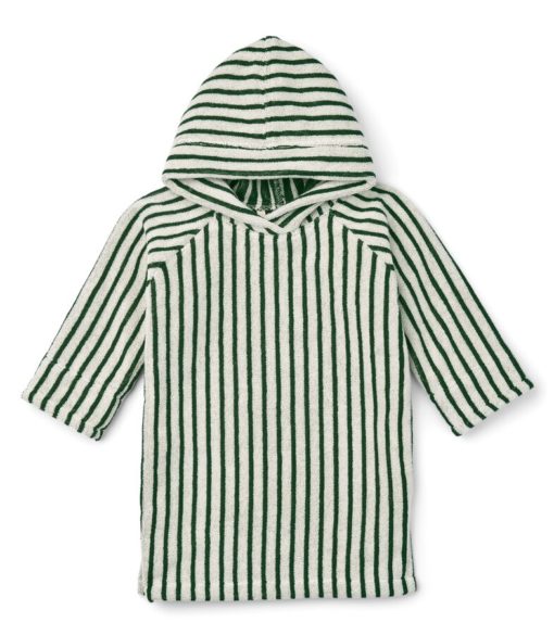 Liewood - Emilia badekåpe poncho - Stripes Garden Green/Creme