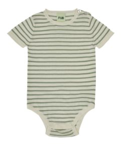 FUB - Baby kortermet body - Ecru/Leaf