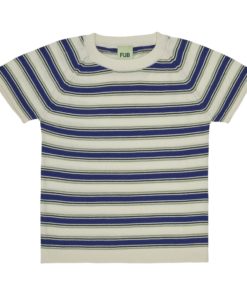 FUB - Multi striped t-skjorte - Ecru/Cobolt