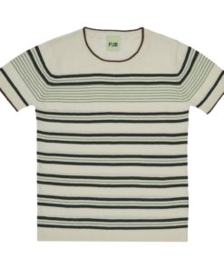 FUB - Striped t-skjorte - Ecru/Deep Green