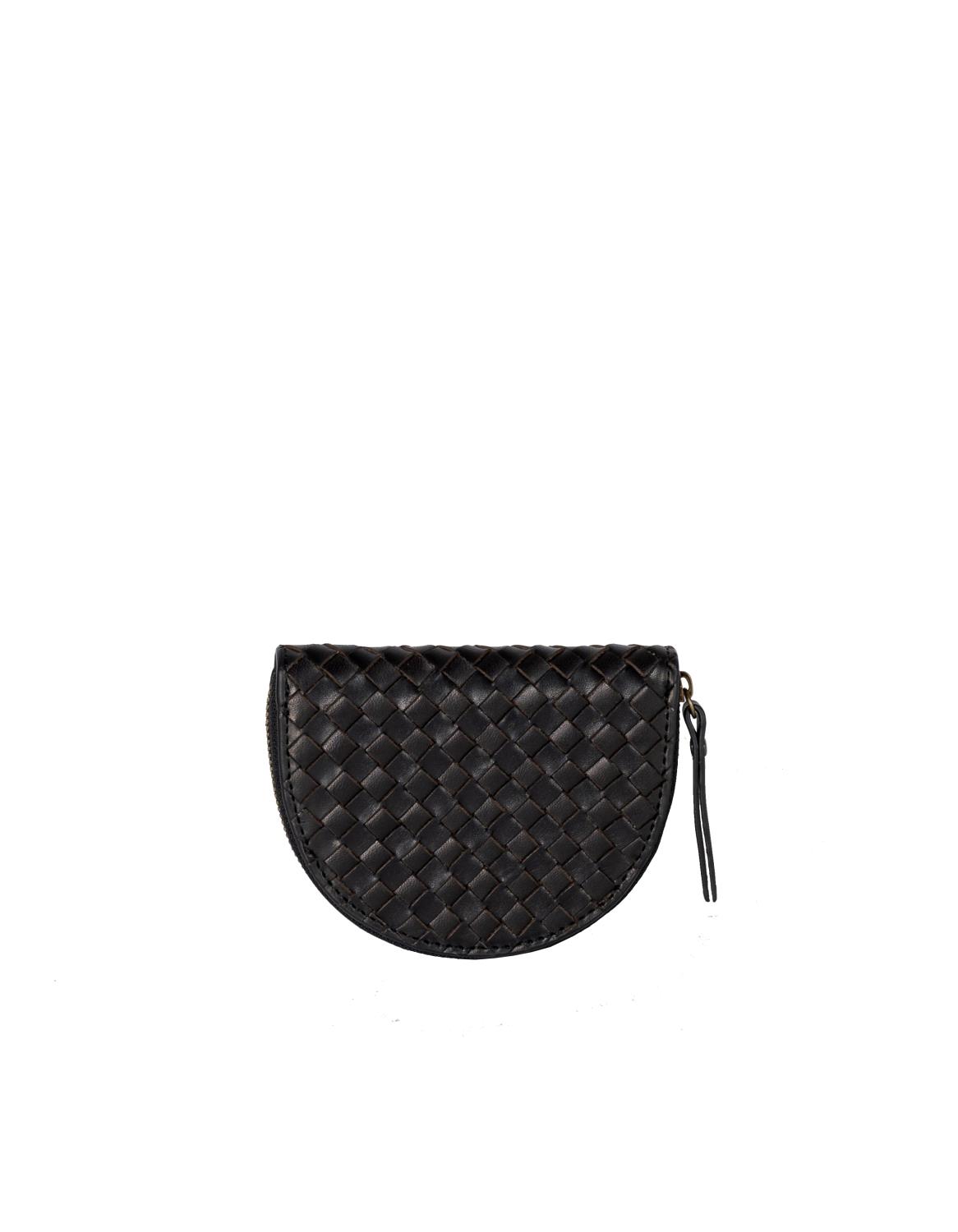 O My Bag - Laura lommebok - Black Woven Classic Leather