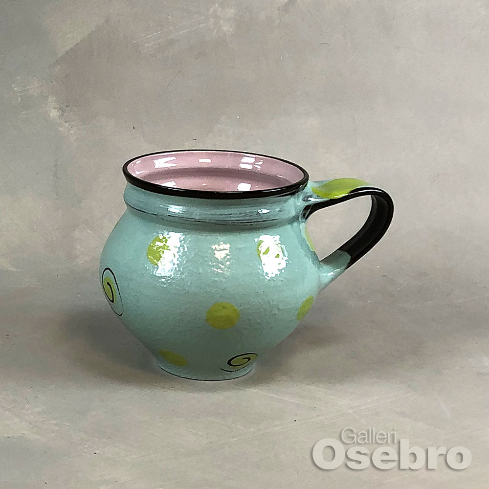 Schmidt, Åse - Keramikkopp i lysegrønn og rosa, A