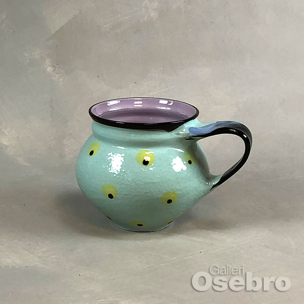 Schmidt, Åse - Keramikkopp i lysegrønn og lilla, C