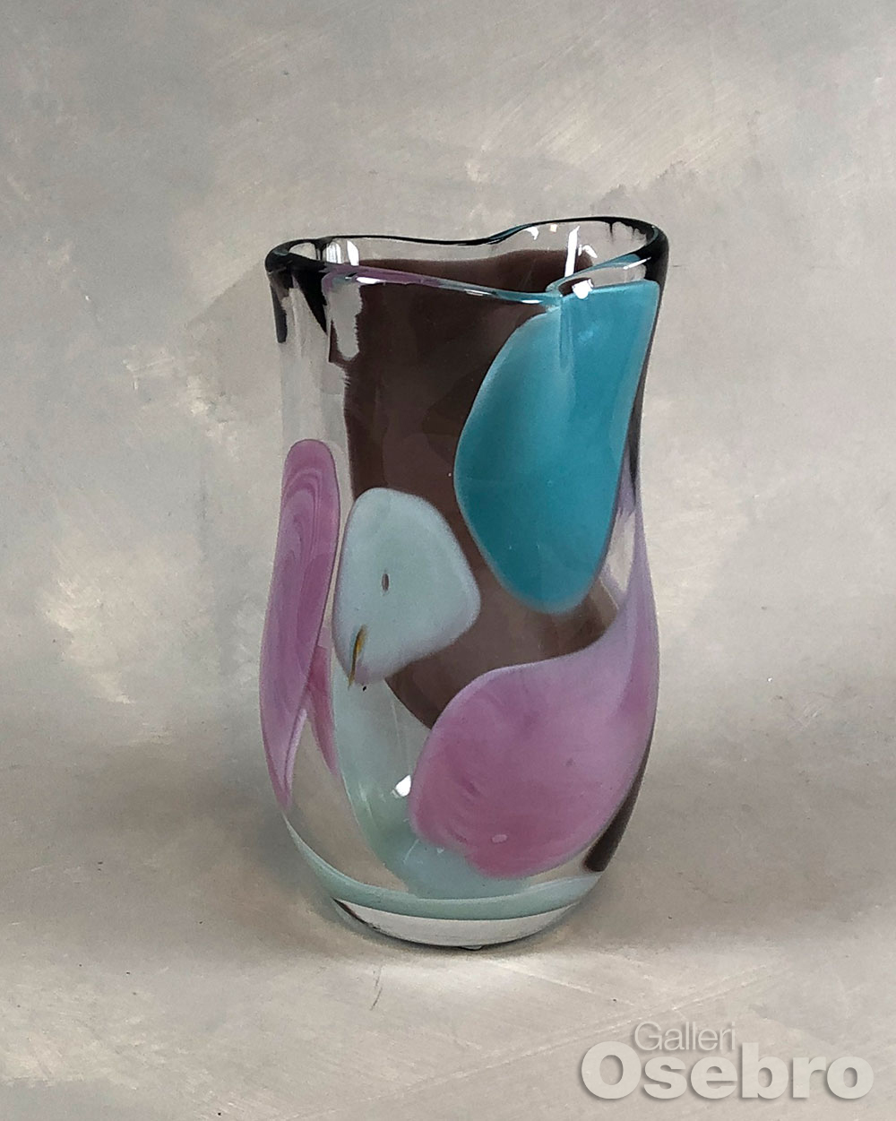 Syre, Anne Mari - Glassvase m/ flerfarget dekor, H