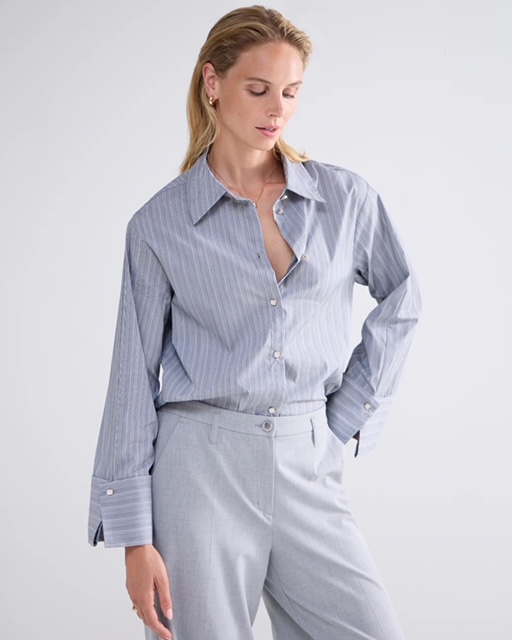 Bluse med striper og dekor knapper 2s3147 SUMMUM WOMAN