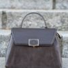Large Satchel bag with suede flap