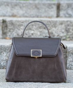 Large Satchel bag with suede flap