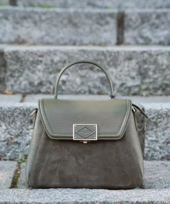 Medium Satchel bag with suede flap