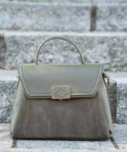 Large Satchel bag with suede flap